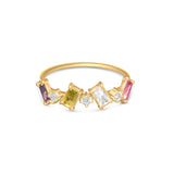 Multicoloured Rectangular Diamonds Ring