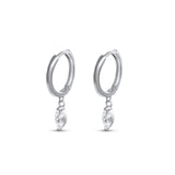 Silver Dainty Diamond Drop Huggies