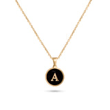 Black Pendant Initial Necklace