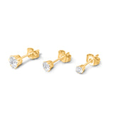 Gold Diamond Stud Set (3 Pairs)