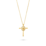 Large Cross Necklace with Round Pendant