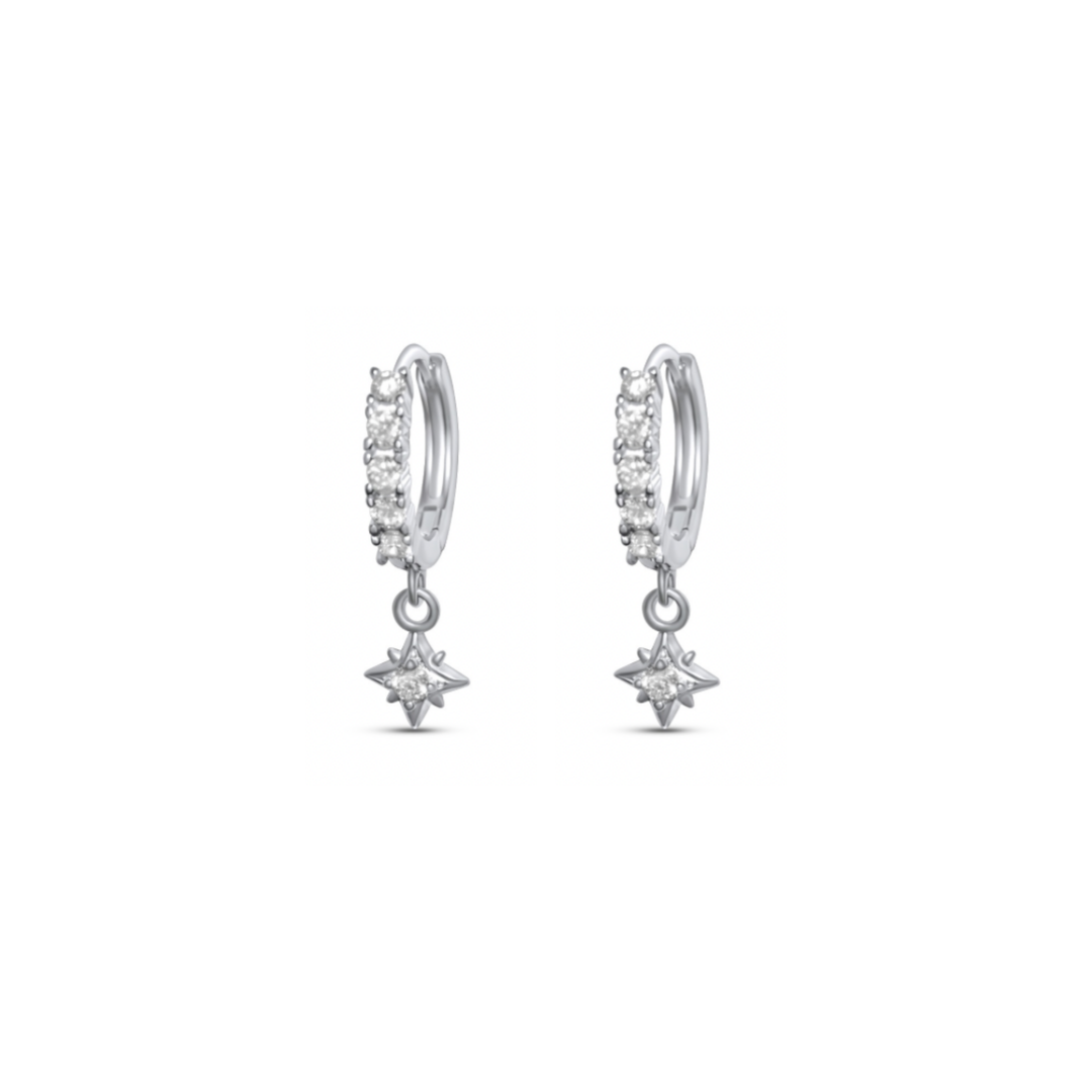 Diamond Star and Moon Earring Stack