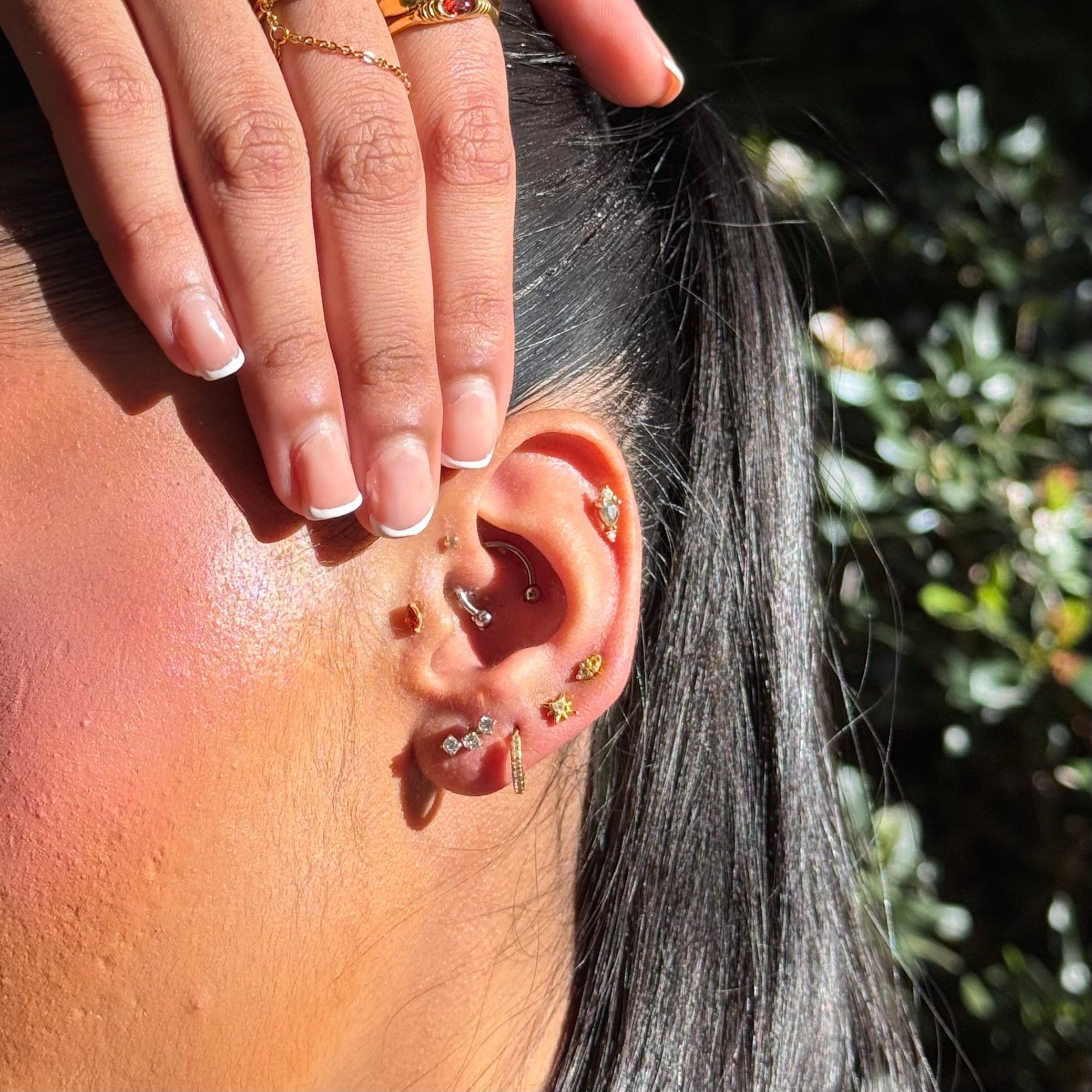 Three Diamond Cluster Ball-Back Earrings