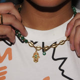 Gold and Green Beaded Necklace