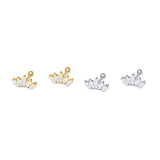 Five Diamond Crown Ball-Back Earrings