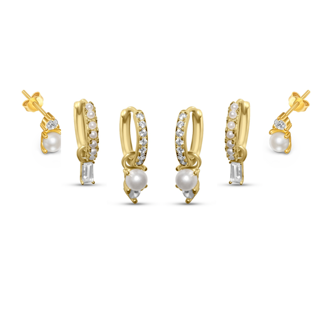 Pearl Diamond Earring Stack (6pcs Set) – Diy Drip