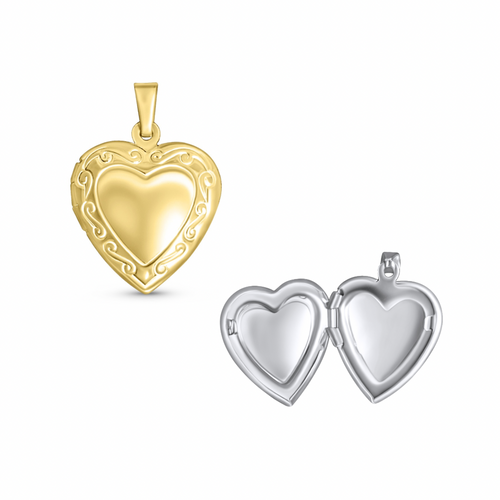 Patterned Heart Locket Pendant Charm