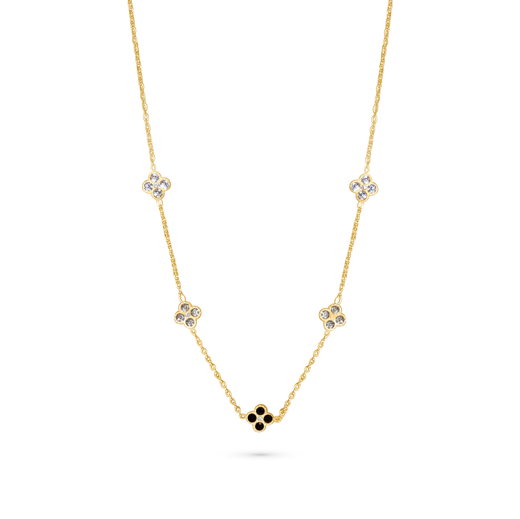 Multiple Small Diamond Flowers Necklace