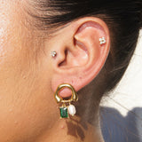 Green Stone Pearl Studs