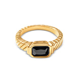 Black Stone Gold Ring