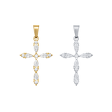 Oval Pointed Diamond Cross Charm