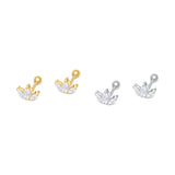 Three Diamond Crown Ball-Back Earrings