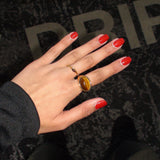 Brown Stone Bamboo Ring