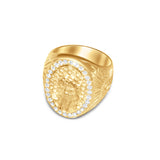 Diamond Oval Jesus Ring