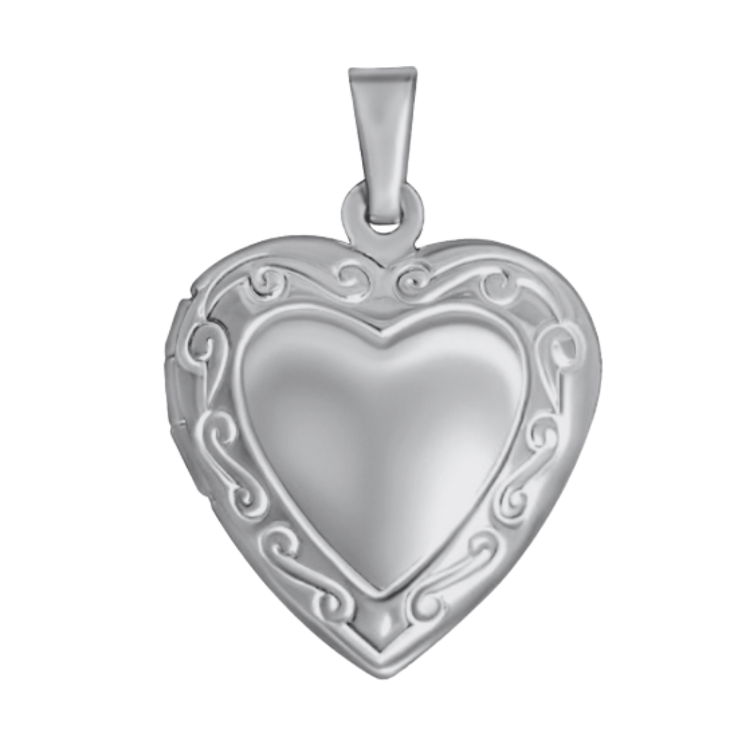 Patterned Heart Locket Pendant Charm