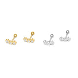 Three Diamond Cluster Ball-Back Earrings