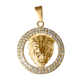 Diamond Circle Lion Charm