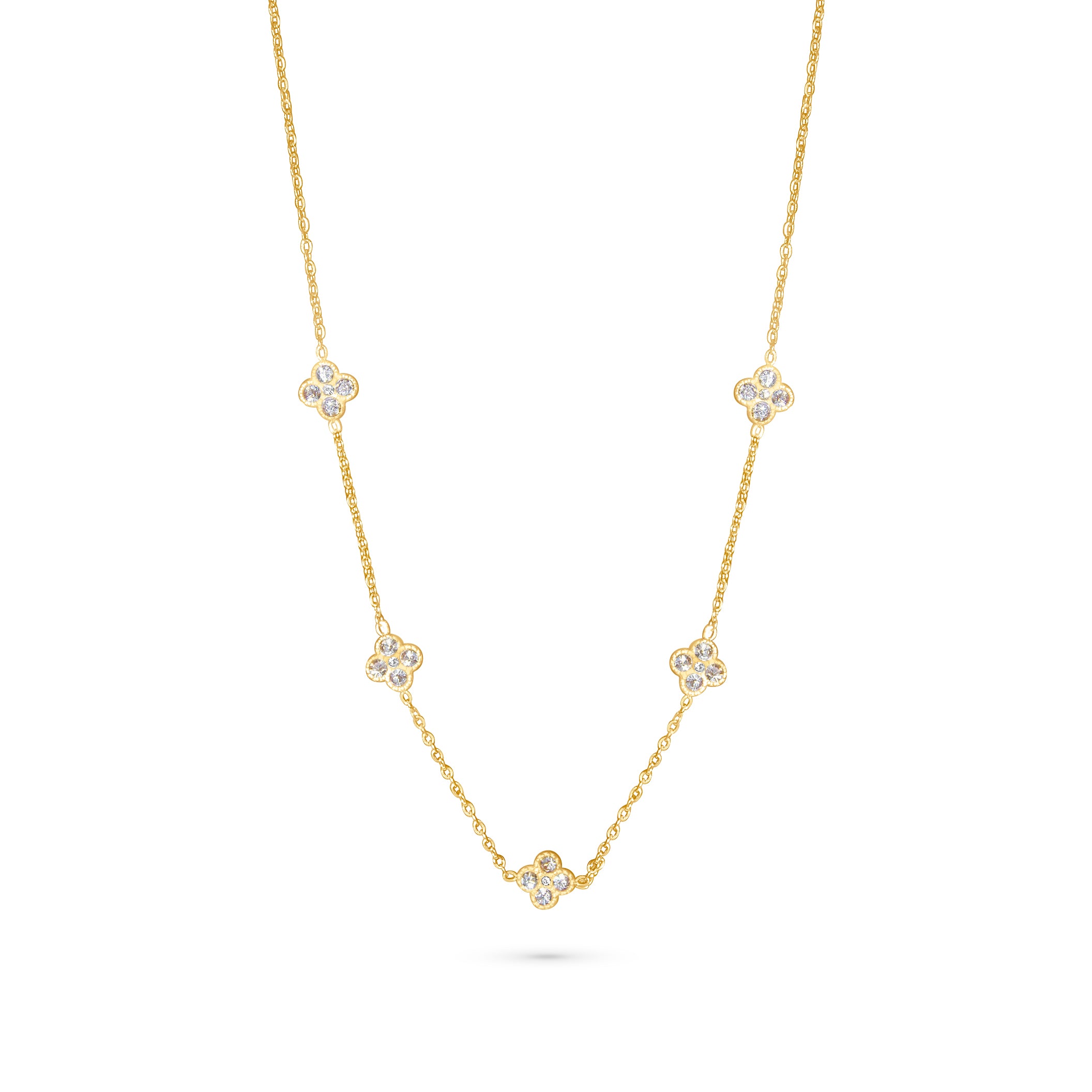 Multiple Small Diamond Flowers Necklace