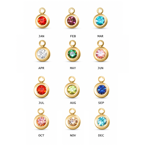 Round Birth Stone Charms