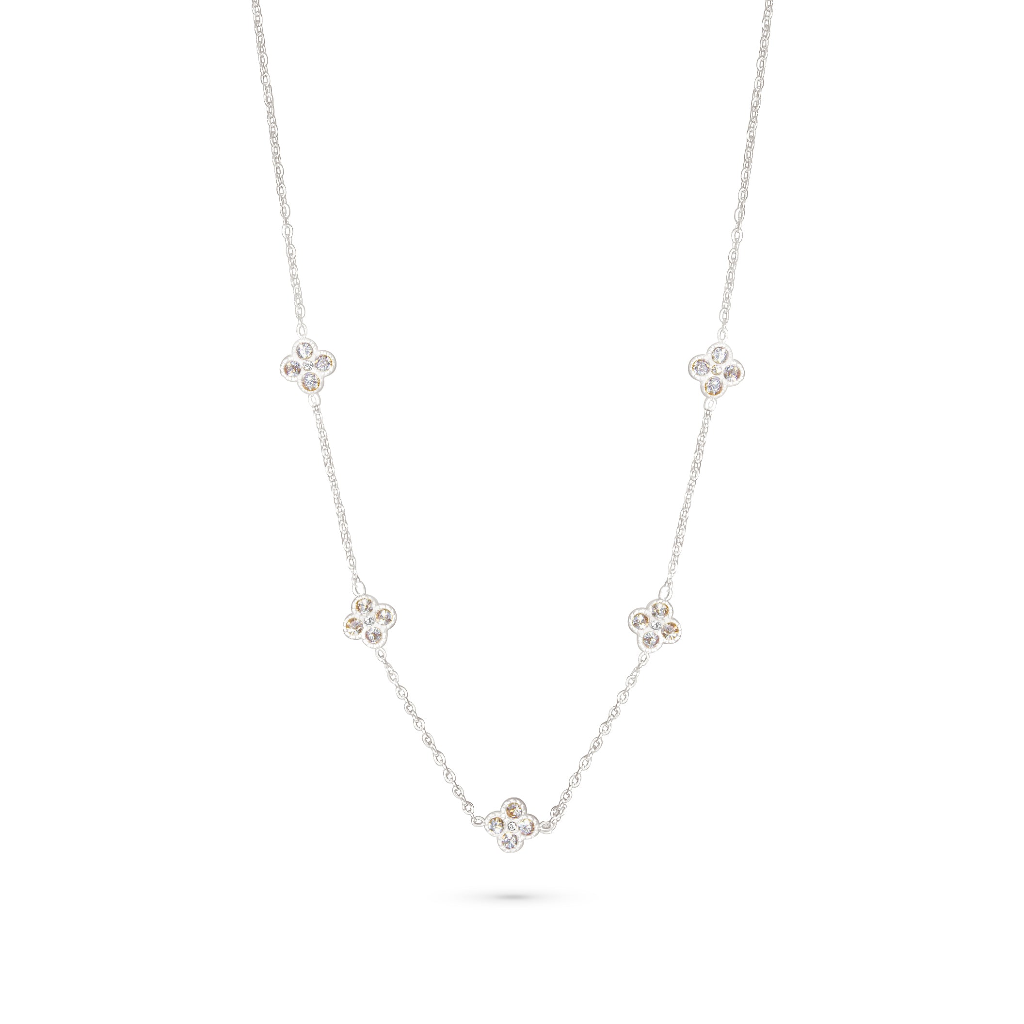 Multiple Small Diamond Flowers Necklace