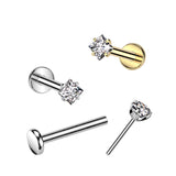 Titanium Threadless Square Diamond Flatback