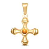 Brown Stone Cross Charm