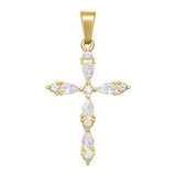 Oval Pointed Diamond Cross Charm