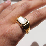 Smooth Gold Stone Ring