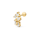 Flower with Dangly Diamonds Flatback Earring